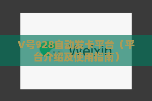 V号928自动发卡平台（平台介绍及使用指南）