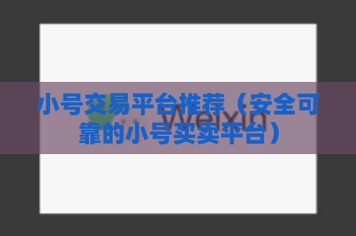 小号交易平台推荐（安全可靠的小号买卖平台）