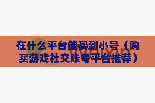 在什么平台能买到小号（购买游戏社交账号平台推荐）