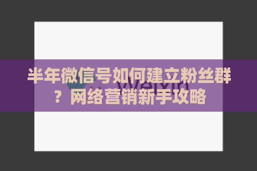 半年微信号如何建立粉丝群？网络营销新手攻略